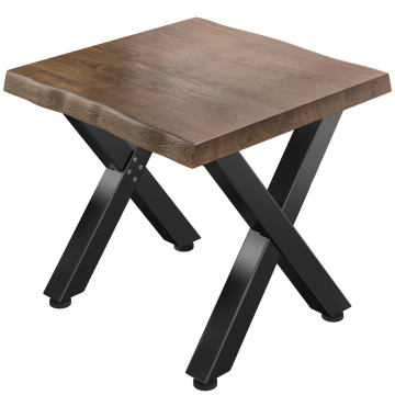 PJ | Bistrotisch Baumkante | B:T:H 70 x 70 x 78 cm | Walnuß / Schwarz | Quadratisch