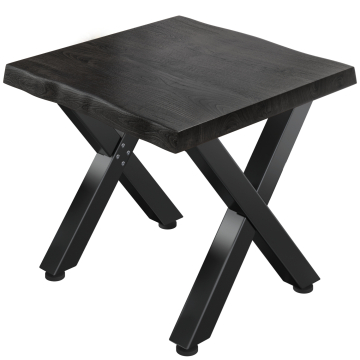 PJ | Bistrotisch Baumkante | B:T:H 70 x 70 x 78 cm | Wenge Schwarz / Schwarz | Quadratisch