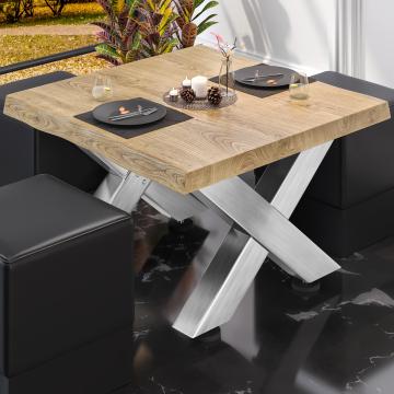 PJ | Bistro salongbord | 70x70xH41cm | Eik/rustfritt stål