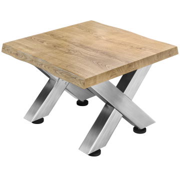 PJ | Bistro salongbord | 70x70xH41cm | Eik/rustfritt stål