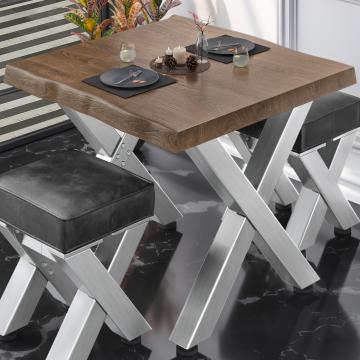 PJ | Bistrobord | 70x70xH78cm | Valnøtt/rustfritt stål