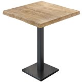 PMD | Table haute de bistro en bois de tranchée | L:P:H 60 x 60 x 110 cm | Chêne / Noir | Carré