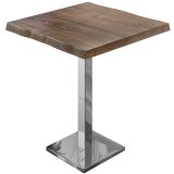 PMD | Bistro Standing Table with Live Edge | W:D:H 80 x 80 x 110 cm | Walnut / Stainless Steel | Square