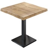 PMD | Mesa de restaurante con borde de árbol | Cuadrada | 70 x 70 x 77 cm | Roble / Negro