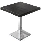 PMD | Bistro Baumkantenpöytä | Neliön muotoinen | 70 x 70 x 77 cm | Wenge Musta / Ruostumaton teräs