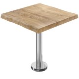 PML | Tavolo Bistro con piano a nervi | Quadrato | 60 x 60 x 77 cm | Rovere / Acciaio inossidabile