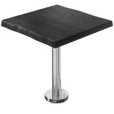 PML | Bistrot Tavolo con Bordo a Tronco | Quadrato | 60 x 60 x 77 cm | Wenge Nero / Acciaio Inox