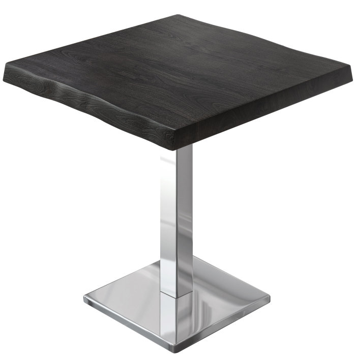 PMD | Bistro Tree Edge Tafel | Vierkant | 60 x 60 x 77 cm | Wengé Zwart / Roestvrij Staal