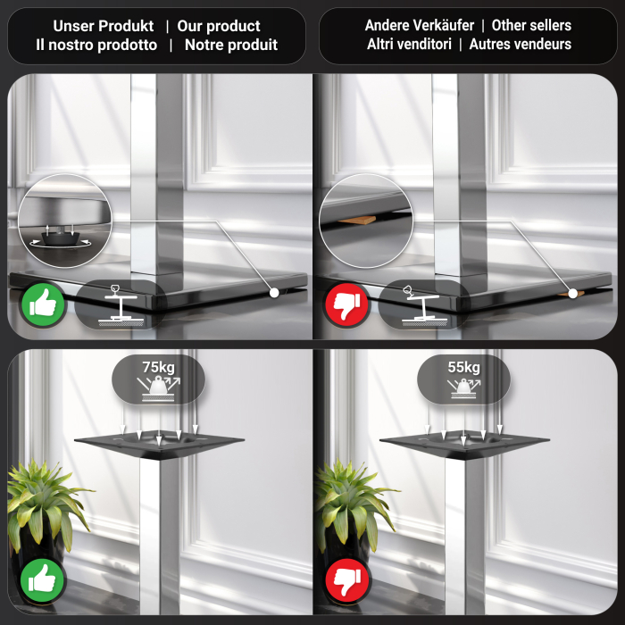 PMD | Bistro Tree-edge bord | Firkantet | 70 x 70 x 77 cm | Eg / rustfrit stål