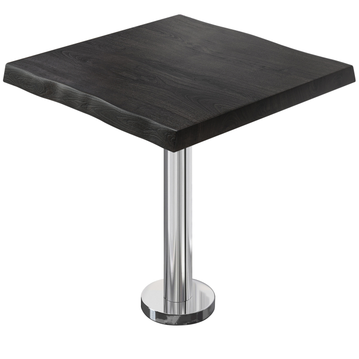 PML | Bistro Tree Edge Tafel | Vierkant | 60 x 60 x 77 cm | Wengé Zwart / Roestvrij Staal