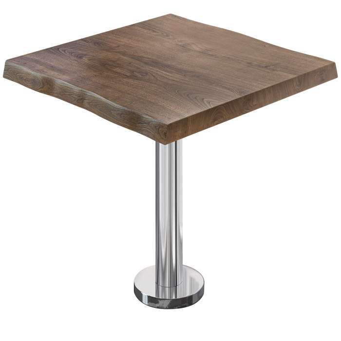 PML | Bistro Tree Edge -pöytä | Neliö | 70 x 70 x 77 cm | Pähkinä / Ruostumaton teräs