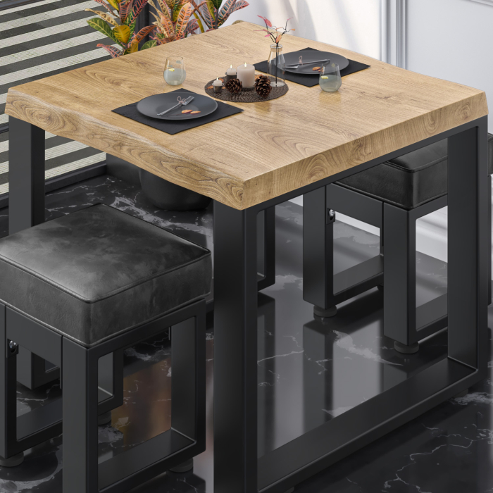 PM Bistro Bord | 70x70xH78cm | Eik/Sort PM Bistro Bord | 70x70xH78cm | Eik/Sort