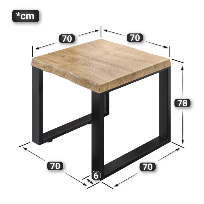 PM Bistro Bord | 70x70xH78cm | Eik/Sort PM Bistro Bord | 70x70xH78cm | Eik/Sort