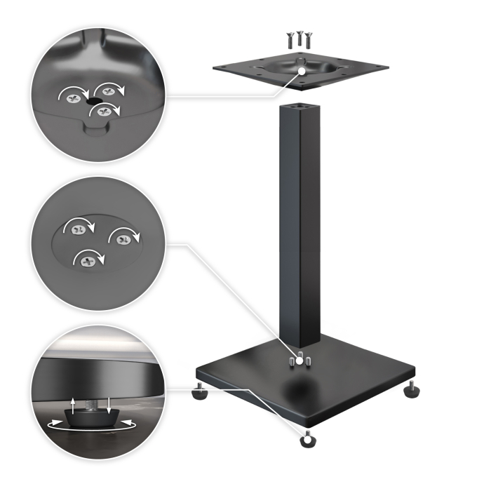 PMD | Bistro Stehtabel Trækant | B:T:H 80 x 80 x 110 cm | Valnød / Sort | Kvadratisk