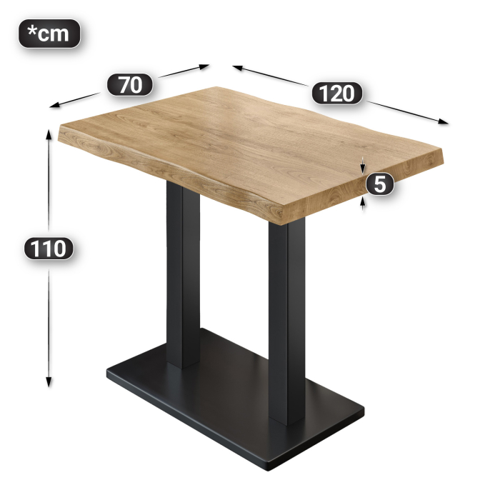 PMD | Bistro Ståbord Med Trekantet Kant | B:T:H 120 x 70 x 110 cm | Eik / Svart | Firkantet PMD | Bistro Ståbord Med Trekantet Kant | B:T:H 120 x 70 x 110 cm | Eik / Svart | Firkantet