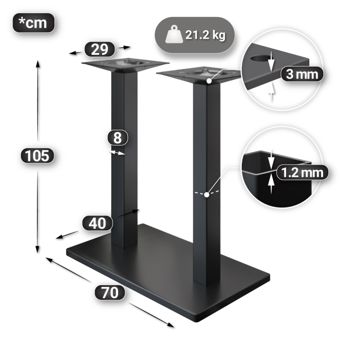 PMD | Bistro Ståbord Med Trekantet Kant | B:T:H 120 x 70 x 110 cm | Eik / Svart | Firkantet PMD | Bistro Ståbord Med Trekantet Kant | B:T:H 120 x 70 x 110 cm | Eik / Svart | Firkantet