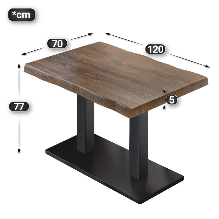 PMD | Bistro Tree Edge Table | Rectangular | 120 x 70 x 77 cm | Walnut / Black PMD | Bistro Tree Edge Table | Rectangular | 120 x 70 x 77 cm | Walnut / Black