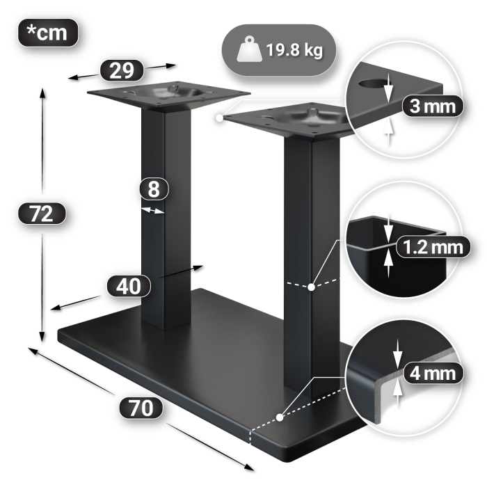 PMD | Bistro Tree Edge Table | Rectangular | 120 x 70 x 77 cm | Walnut / Black PMD | Bistro Tree Edge Table | Rectangular | 120 x 70 x 77 cm | Walnut / Black
