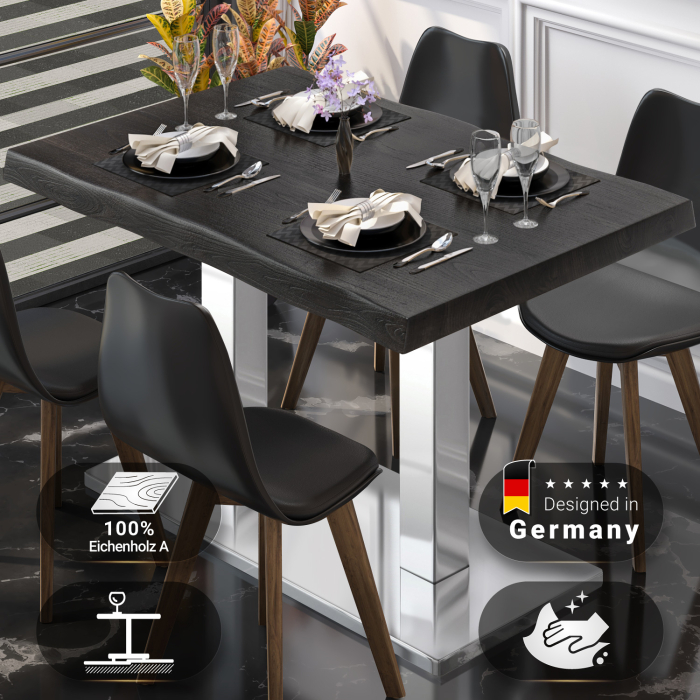 PMD | Bistro Tree Edge Table | Rektangulært | 130 x 80 x 77 cm | Wenge Sort / Rustfrit Stål PMD | Bistro Tree Edge Table | Rektangulært | 130 x 80 x 77 cm | Wenge Sort / Rustfrit Stål