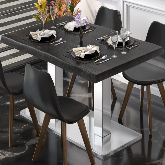 PMD | Bistro Tree Edge Table | Rektangulært | 130 x 80 x 77 cm | Wenge Sort / Rustfrit Stål PMD | Bistro Tree Edge Table | Rektangulært | 130 x 80 x 77 cm | Wenge Sort / Rustfrit Stål