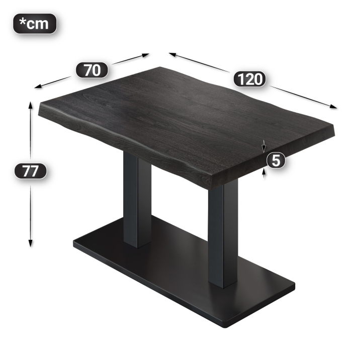 PMD | Bistro Tree Edge Table | Rectangular | 120 x 70 x 77 cm | Wenge Black / Black PMD | Bistro Tree Edge Table | Rectangular | 120 x 70 x 77 cm | Wenge Black / Black
