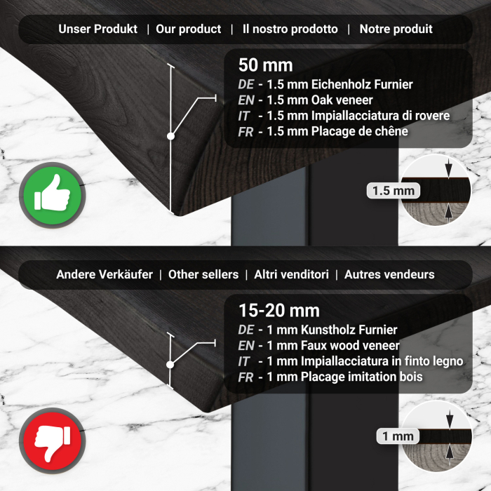 PMD | Bistro Tree Edge Table | Rectangular | 120 x 70 x 77 cm | Wenge Black / Black PMD | Bistro Tree Edge Table | Rectangular | 120 x 70 x 77 cm | Wenge Black / Black