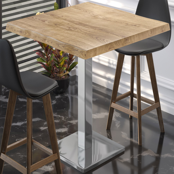 PMD | Bistro Ståbord Med Trekantkant | B:T:H 70 x 70 x 110 cm | Eik / Rustfritt Stål | Firkantet PMD | Bistro Ståbord Med Trekantkant | B:T:H 70 x 70 x 110 cm | Eik / Rustfritt Stål | Firkantet