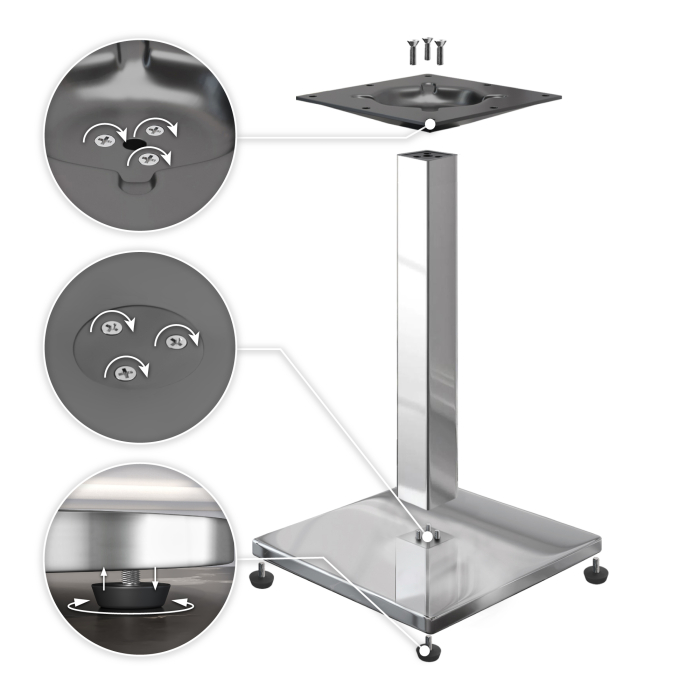 PMD | Bistro Stehbord med trekantkant | B:T:H 60 x 60 x 110 cm | Valnøtt / Rustfritt stål | Firkantet PMD | Bistro Stehbord med trekantkant | B:T:H 60 x 60 x 110 cm | Valnøtt / Rustfritt stål | Firkantet