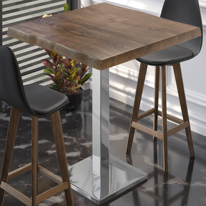 PMD | Bistro Stehbord med trekantkant | B:T:H 60 x 60 x 110 cm | Valnøtt / Rustfritt stål | Firkantet PMD | Bistro Stehbord med trekantkant | B:T:H 60 x 60 x 110 cm | Valnøtt / Rustfritt stål | Firkantet
