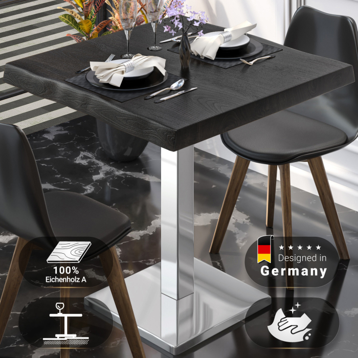 PMD | Bistro Tree Edge Table | Square | 70 x 70 x 77 cm | Wenge Black / Rustfrit stål PMD | Bistro Tree Edge Table | Square | 70 x 70 x 77 cm | Wenge Black / Rustfrit stål