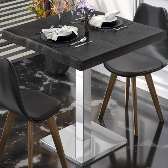 PMD | Bistro Tree Edge Table | Square | 70 x 70 x 77 cm | Wenge Black / Rustfrit stål PMD | Bistro Tree Edge Table | Square | 70 x 70 x 77 cm | Wenge Black / Rustfrit stål