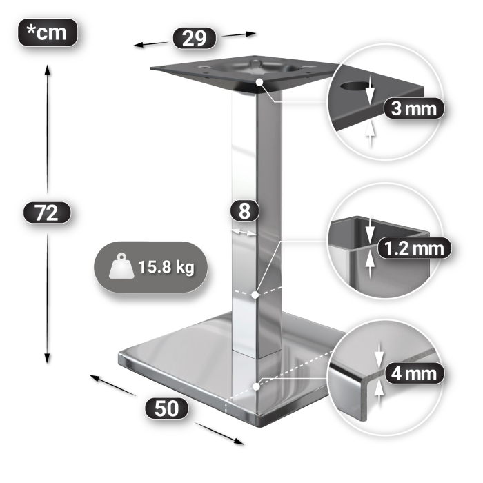 PMD | Bistro Tree Edge Table | Square | 70 x 70 x 77 cm | Valnød / Rustfrit stål PMD | Bistro Tree Edge Table | Square | 70 x 70 x 77 cm | Valnød / Rustfrit stål