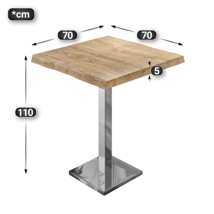 PMD | Bistro Ståbord Med Trekantkant | B:T:H 70 x 70 x 110 cm | Eik / Rustfritt Stål | Firkantet PMD | Bistro Ståbord Med Trekantkant | B:T:H 70 x 70 x 110 cm | Eik / Rustfritt Stål | Firkantet