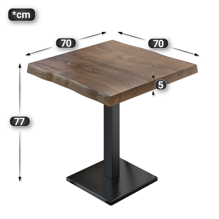 PMD | Bistro Tree Edge Table | Firkantet | 70 x 70 x 77 cm | Valnød / Sort PMD | Bistro Tree Edge Table | Firkantet | 70 x 70 x 77 cm | Valnød / Sort