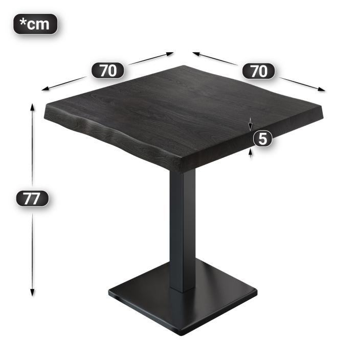 PMD | Bistro Tree Edge Table | Square | 70 x 70 x 77 cm | Wenge Black / Black PMD | Bistro Tree Edge Table | Square | 70 x 70 x 77 cm | Wenge Black / Black
