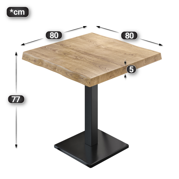 PMD | Bistro Tree Edge Table | Firkantet | 80 x 80 x 77 cm | Eg / Sort PMD | Bistro Tree Edge Table | Firkantet | 80 x 80 x 77 cm | Eg / Sort