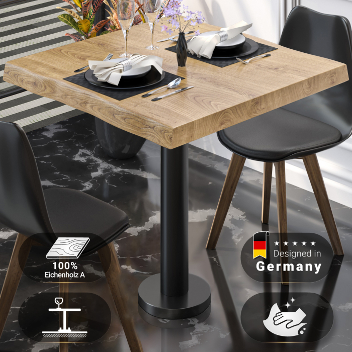 PML | Bistro Baumkanten Bord | Firkantet | 60 x 60 x 77 cm | Eg / Sort PML | Bistro Baumkanten Bord | Firkantet | 60 x 60 x 77 cm | Eg / Sort
