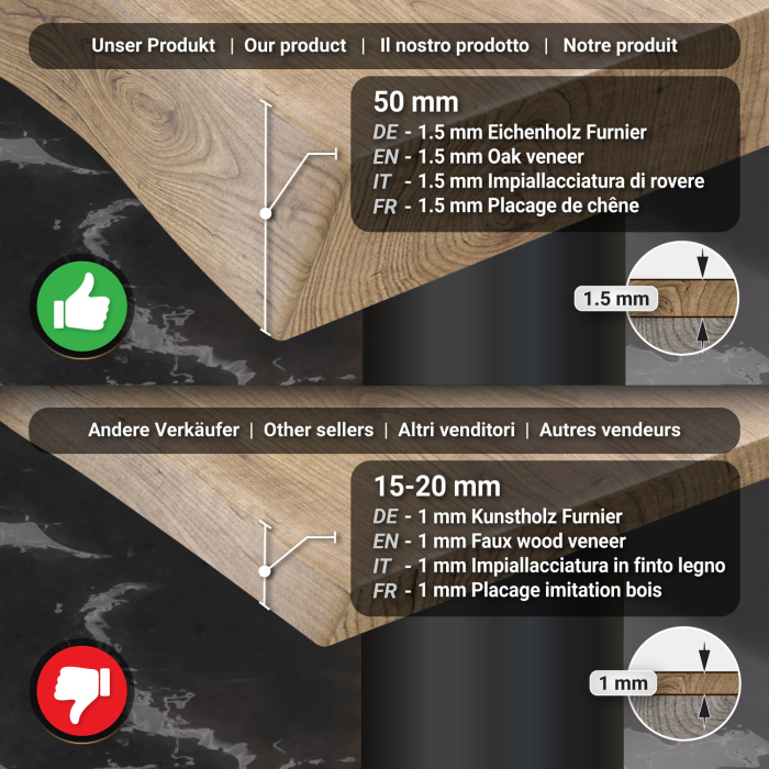 PML | Bistro Baumkanten Bord | Firkantet | 60 x 60 x 77 cm | Eg / Sort PML | Bistro Baumkanten Bord | Firkantet | 60 x 60 x 77 cm | Eg / Sort