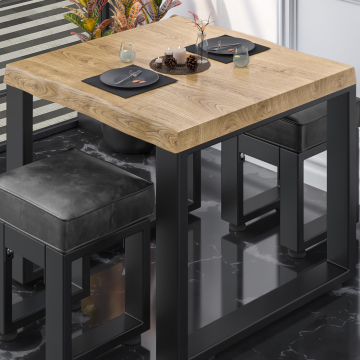 PM Bistro Bord | 70x70xH78cm | Eik/Sort