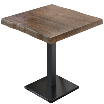 PMD | Bistro Tafel met Boomrand | Vierkant | 60 x 60 x 77 cm | Notenhout / Zwart