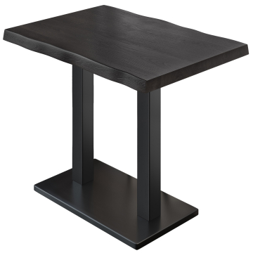 PMD | Tavolo da Bistrò con bordo al naturale | B:T:H 130 x 80 x 110 cm | Wenge Nero / Nero | Quadrato