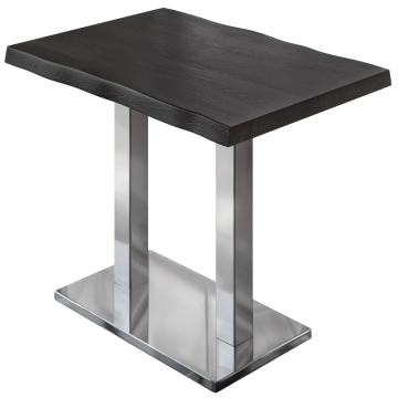 PMD | Tavolo da bistrò con bordo al vivo | L:P:A 130 x 80 x 110 cm | Wengé Nero / Acciaio Inossidabile | Quadrato