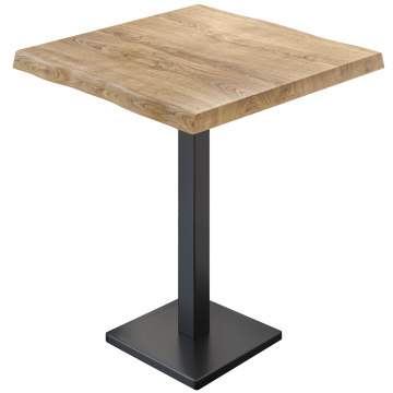 PMD | Tavolo da bistrot con bordo al naturale | B:T:H 70 x 70 x 110 cm | Quercia / Nero | Quadrato