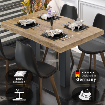 PMD | Bistro Baumkanten Tisch | Rechteckig | 120 x 70 x 77 cm | Eiche / Schwarz