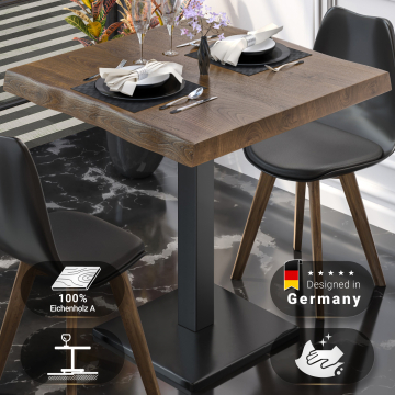PMD | Bistro Baumkanten Tisch | Quadratisch | 70 x 70 x 77 cm | Walnuß / Schwarz