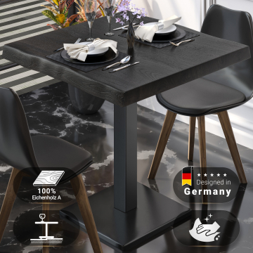 PMD | Bistro Baumkanten Tisch | Quadratisch | 70 x 70 x 77 cm | Wenge Schwarz / Schwarz