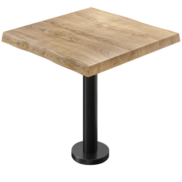 PML | Table Bistro Baumkanten | Carrée | 60 x 60 x 77 cm | Chêne / Noir