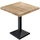 PPA | Tavolo bistrot con bordo naturale | L:P:A 70 x 70 x 81 cm | Rovere / Nero | Quadrato