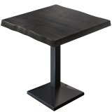 PPA | Stół bistro z krawędzią drzewa | W:Ś:H 70 x 70 x 81 cm | Wenge-Czarny / Czarny | Kwadratowy