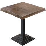 PPY | Table de bistro à plateau en bois | Carré | 80 x 80 x 81 cm | Noyer / Noir